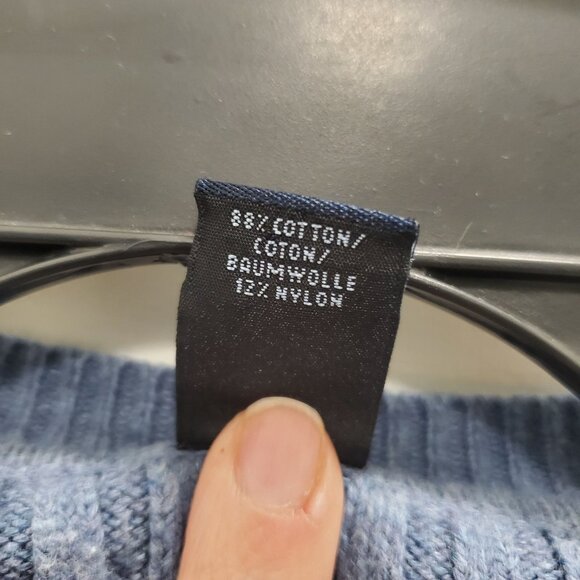 GAP Women's Vintage Y2K Blue Stretch Ribbed Knit Basic Crew Neck Sweater Sz S - Picture 4 of 5